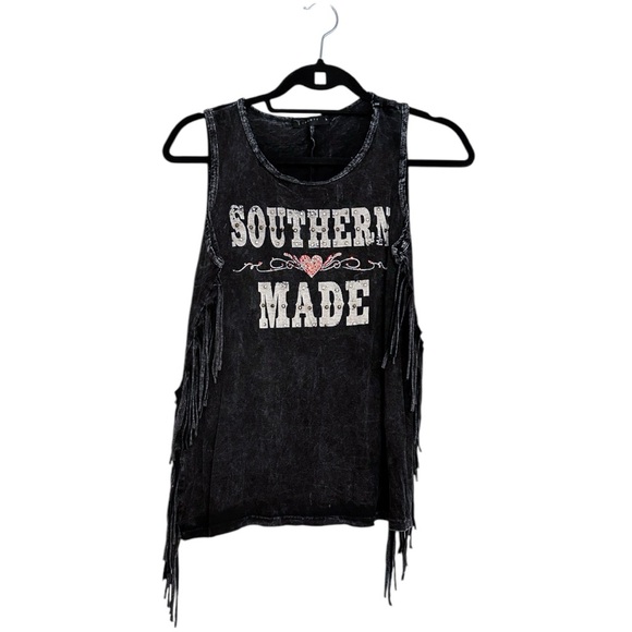 T Party Southern Made Fringe Distressed Country Tank Top | Women’s Size Small - Picture 12 of 12